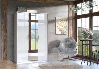 Elegant Rado 3-Door White High Gloss Wardrobe with Mirrored Panel - UK Luxury Furniture